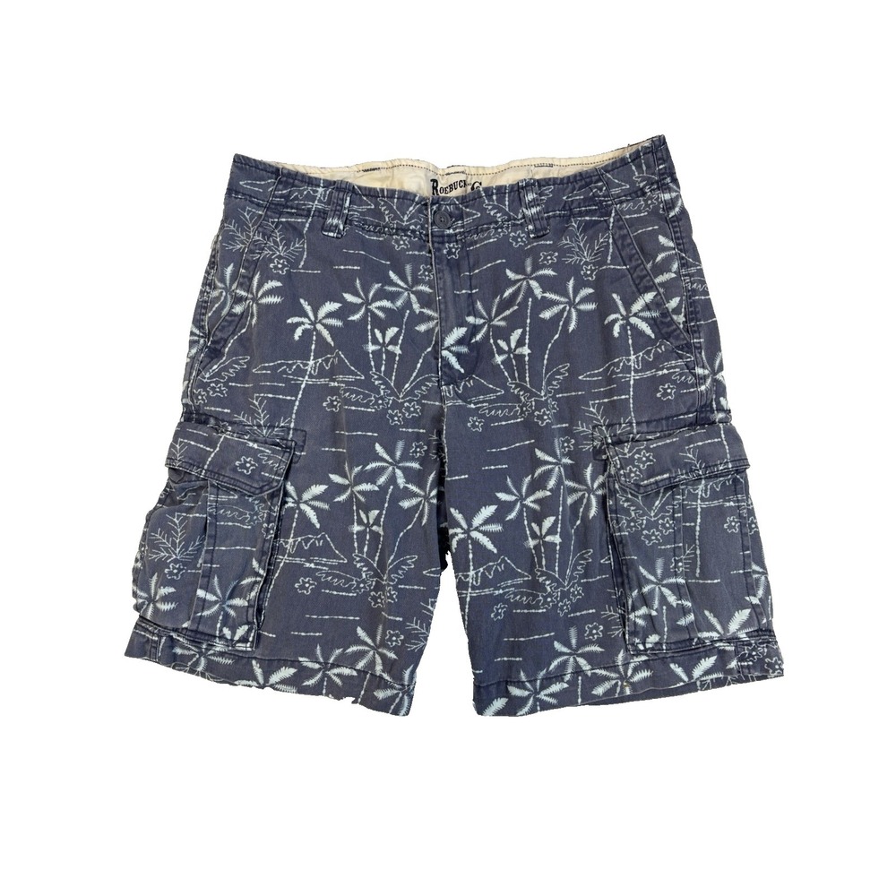 Roebuck & Co. Men's 36 Blue Tropical Cargo Shorts Urban Streetwear Skater Casual